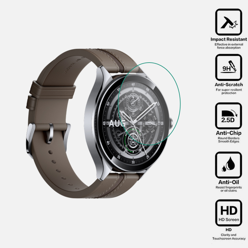 Xiaomi Smartwatch Accessories - Película protectora transparente de vidrio templado