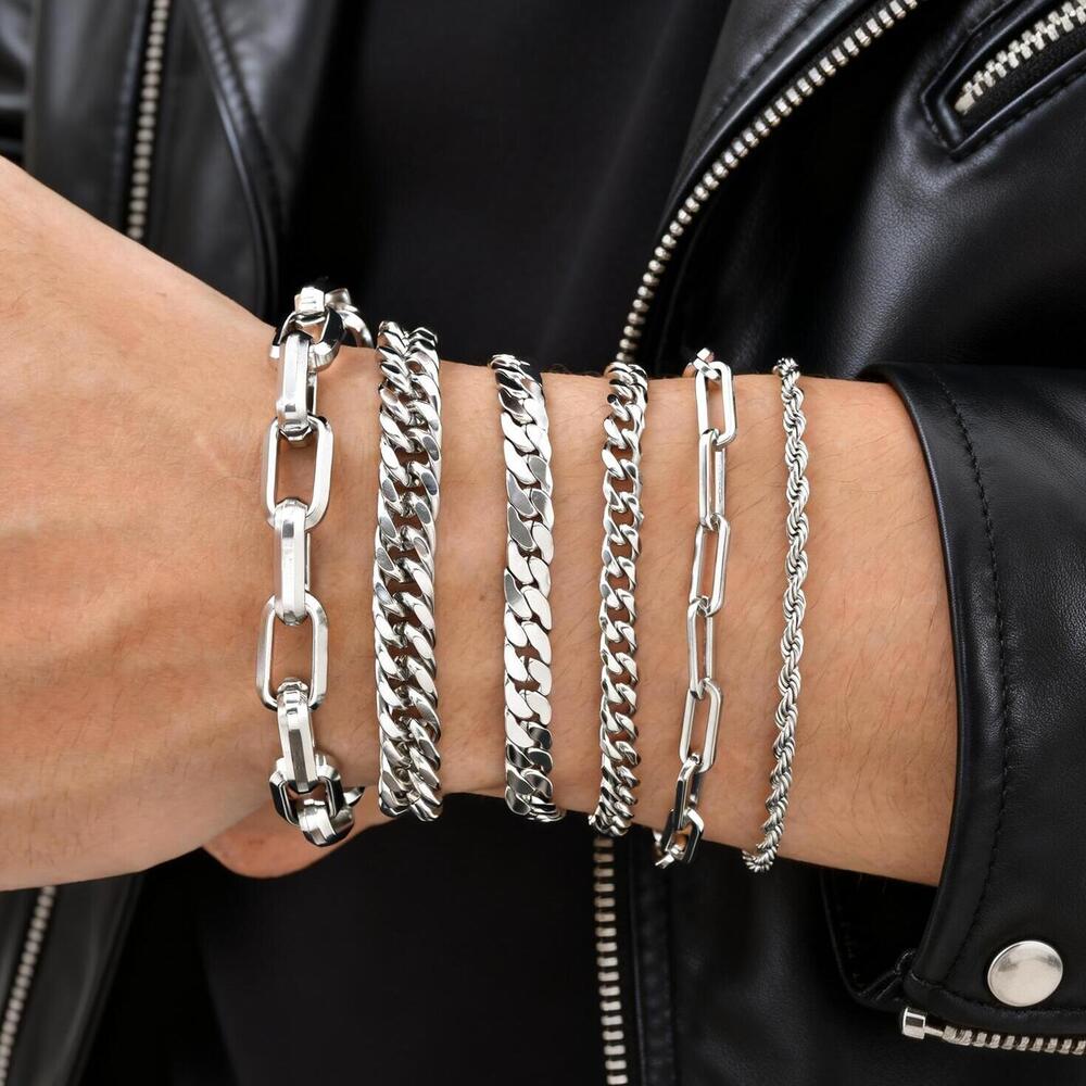 Pulseras de Cadena Plateadas E - Ceramic Link Bracelet reseña y precio