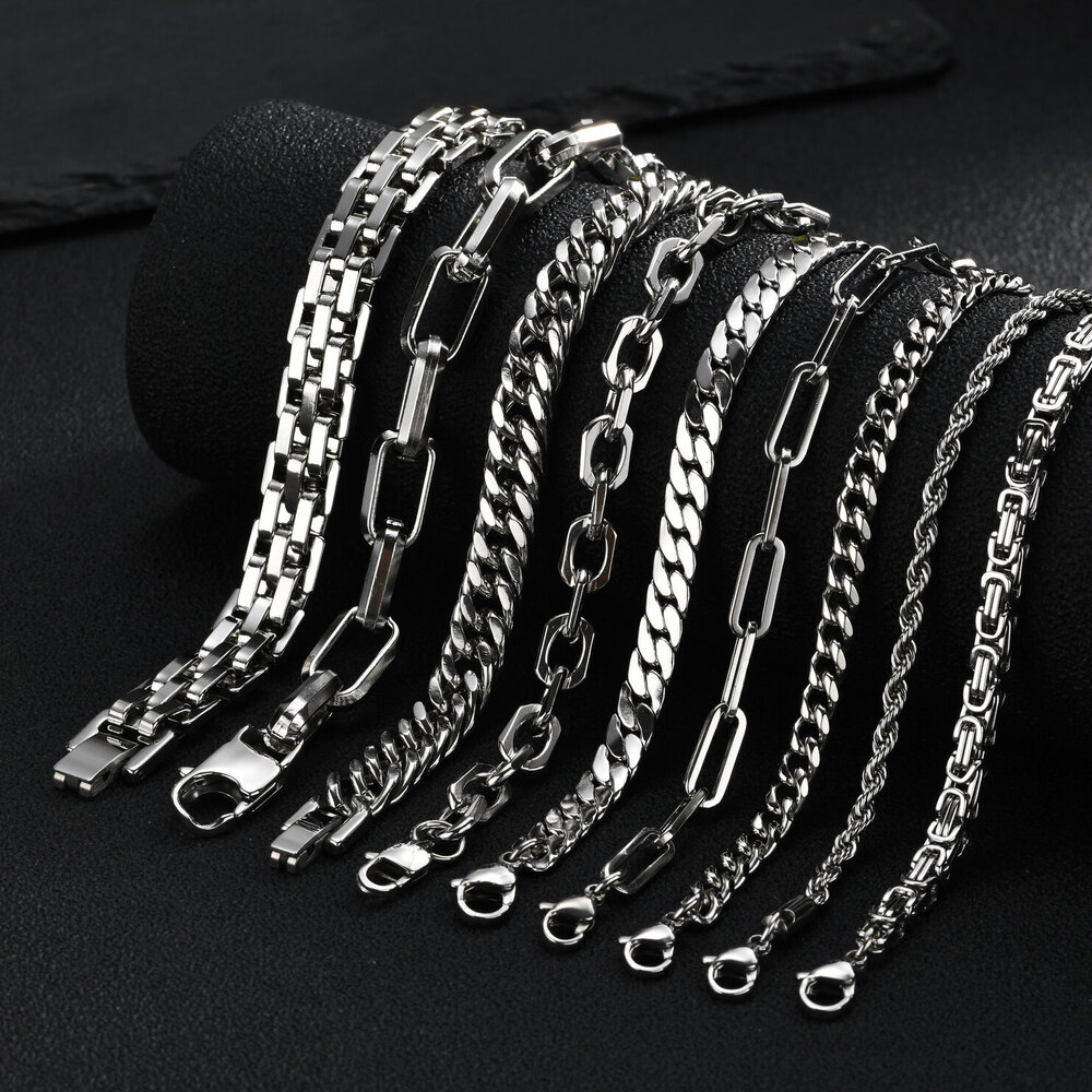 Pulseras de Cadena Plateadas E - Ceramic Link Bracelet reseña y precio