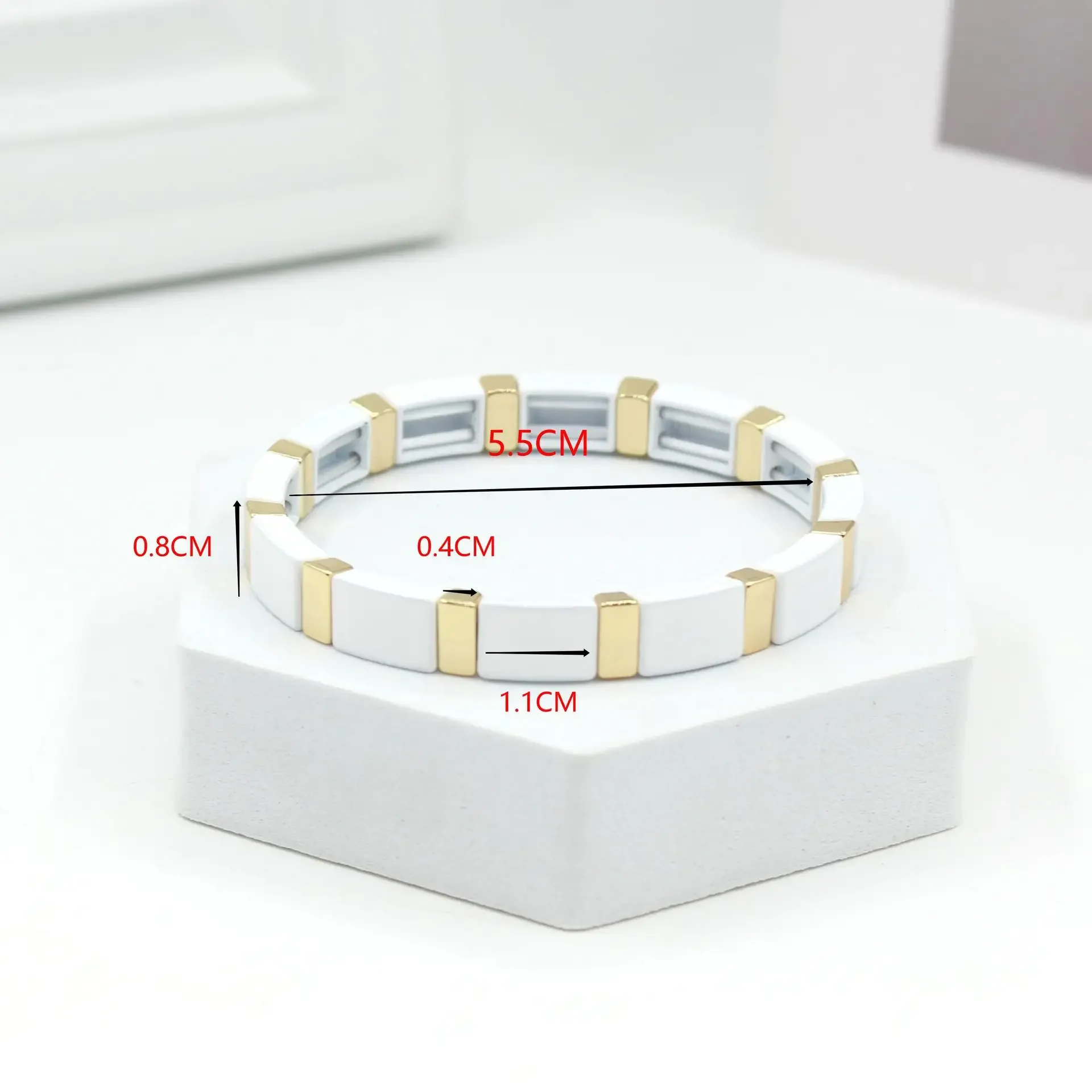 Pulsera bohemia de esmalte bla - Ceramic Link Bracelet reseña y precio